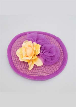 Purple Half Hat with Flowers