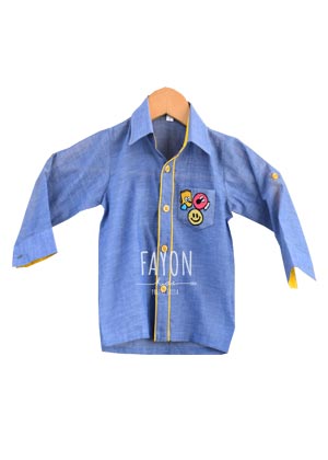 Blue Shirt with Patches