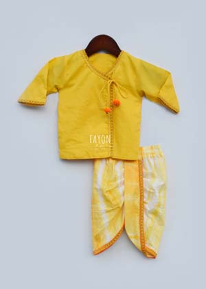 Yellow Kurta and Yellow Tie and Dye Dhoti