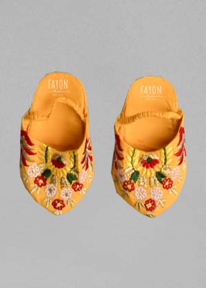 Mustard Yellow Embroidered Bootie