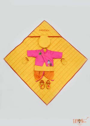 Yellow Kurta and Pink Jacket with Dhoti