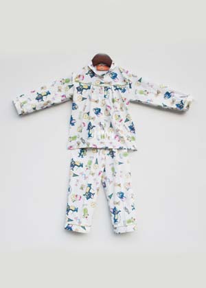 Tom and Jerry white printed Night Suit